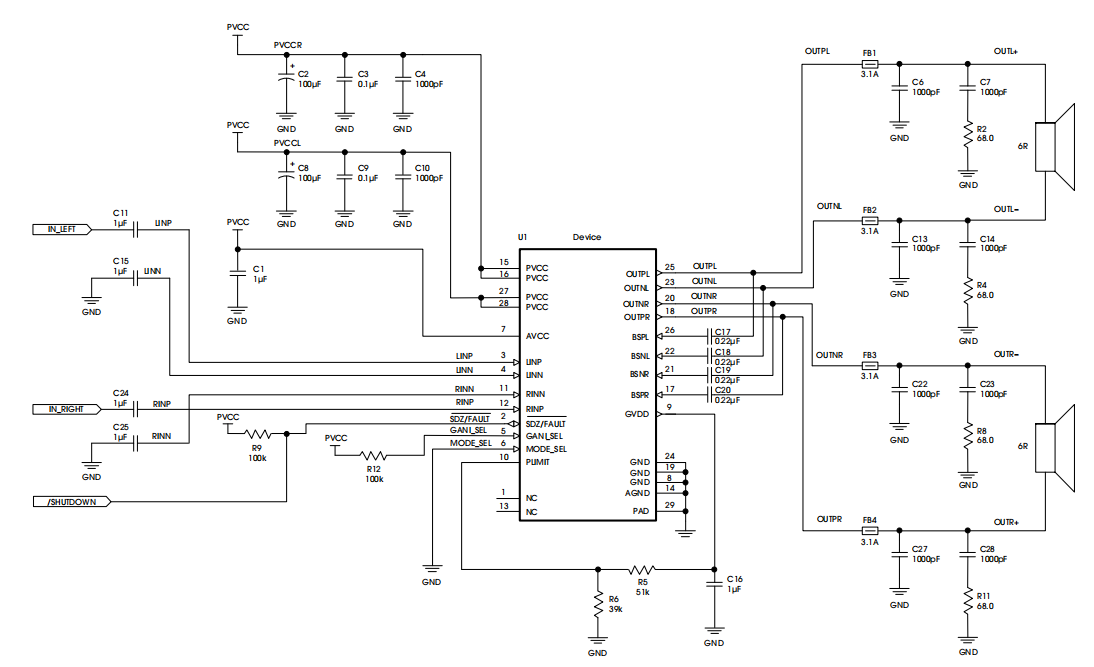 AU3138—10W、3.5V/8V 至 14.5V、无电感器、立体声 D 类扬声器放大器