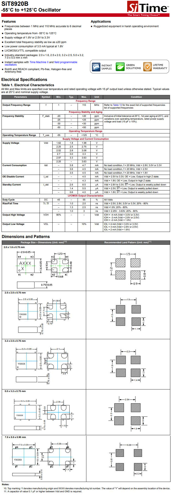 高温晶振SIT8920B规格书